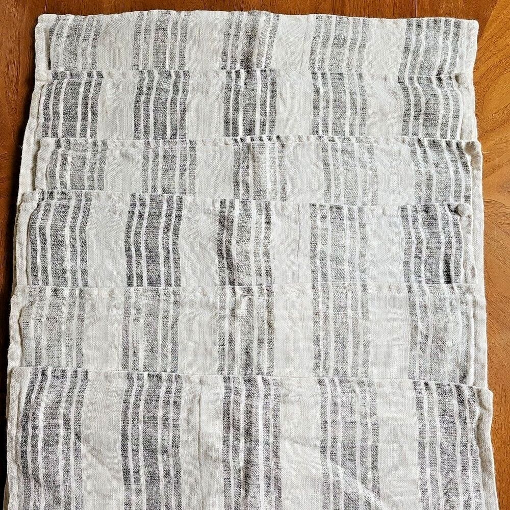 Arhaus 100% Linen Pillow Covers lot 6 Black White Stripe Boho Coastal Farmhouse - Picture 2 of 11